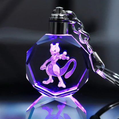 Porta-chaves de Vidro com LED - Pokémon Mewtwo